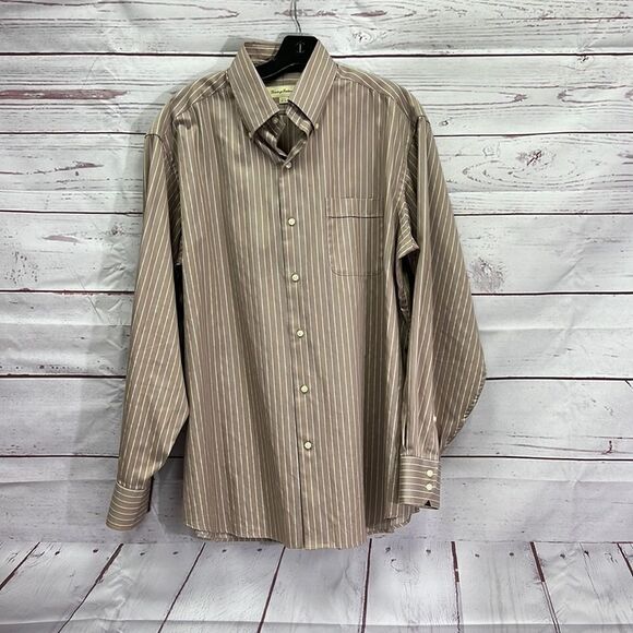 Tommy Bahama Size L Beige Stripe Button-down Shirt - Picture 1 of 5